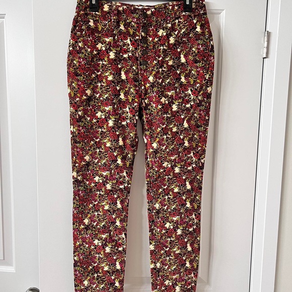 FREE PEOPLE Sun Chaser High-Rise Cord Floral Printed Skinny Jeans NWOT - Picture 2 of 3